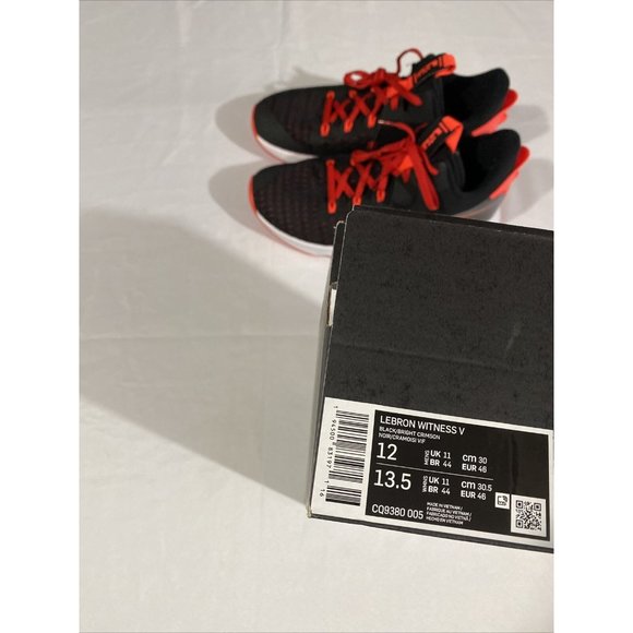 New Mens Size 12 Black Red Nike Lebron Witness V Basketball Shoes CQ9380 005